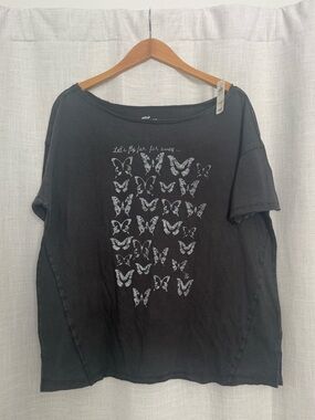 Aerie Women's Black Butterfly Graphic Tee
